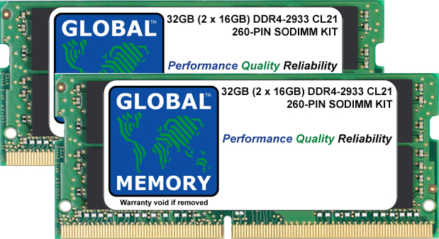 32GB (2 x 16GB) DDR4 2933MHz PC4-23400 260-PIN SODIMM MEMORY RAM KIT FOR LAPTOPS/NOTEBOOKS